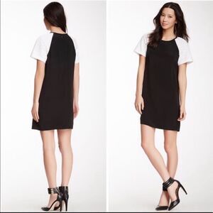 Tibi Carey Linen Silk Eyelet Sleeve Shift Dress